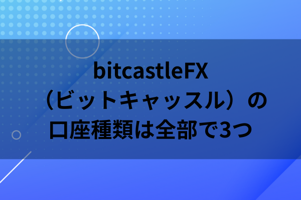 bitcastleFX（ビットキャッスル）の口座種類は全部で3つのイメージ画像