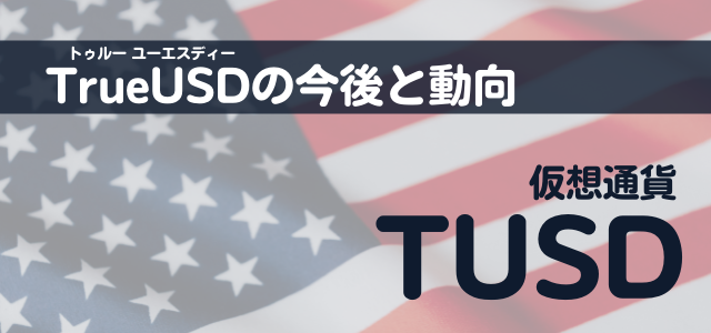 TrueUSD今後と動向の見出しとアメリカの国旗の画像
