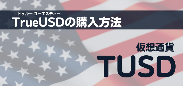 TrueUSD購入方法の見出しとアメリカの国旗の画像