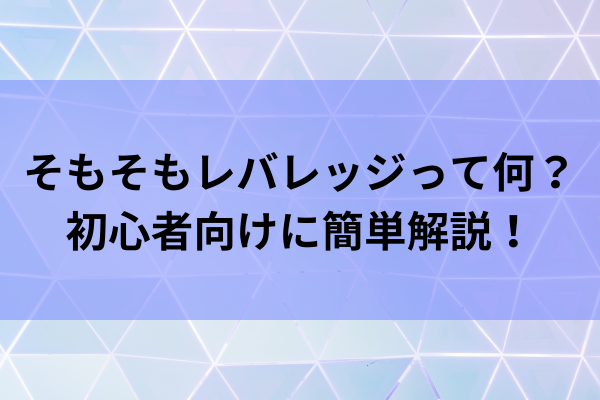 そもそも「レバレッジ」って何？初心者向けに簡単解説！のイメージ画像