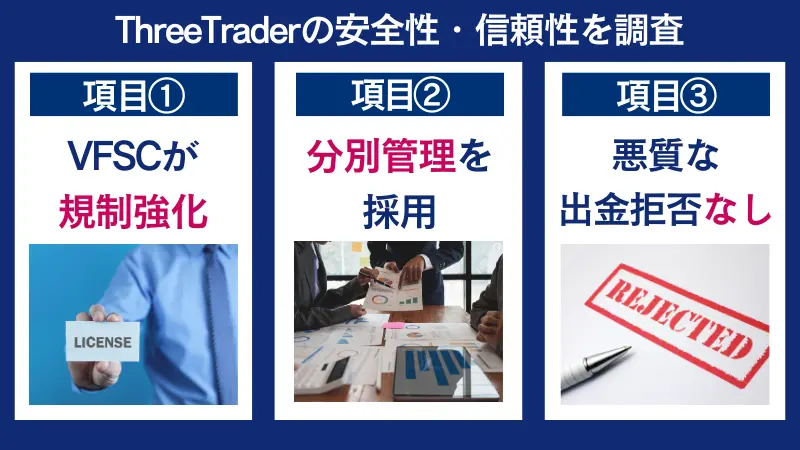 ThreeTraderの安全性・信頼性は高く、安心できる