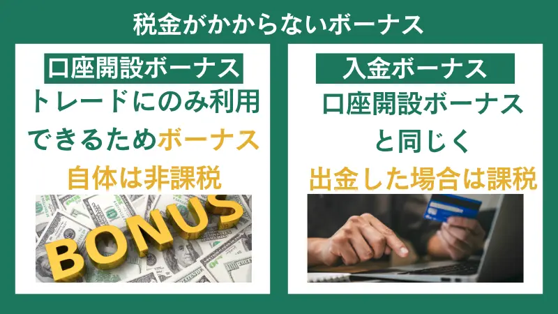 税金がかからない海外FXボーナスには2種類ある