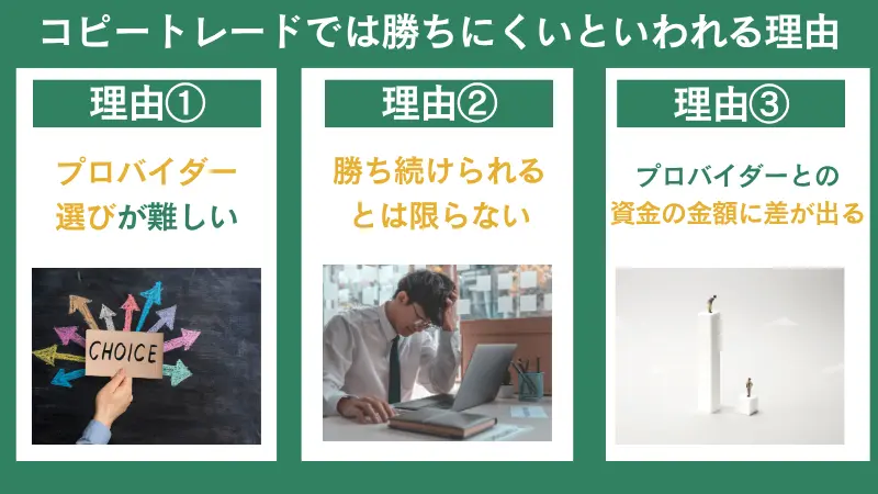 コピートレードでは勝ちにくいといわれる理由