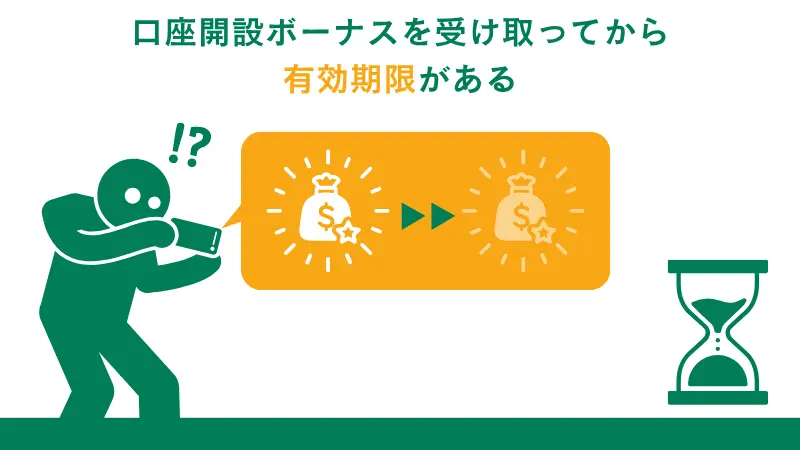 口座開設ボーナスを受け取って有効期限があるため注意
