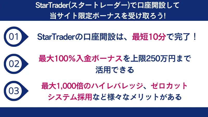 StarTrader(スタートレーダー)で口座開設して当サイト限定ボーナスを受け取ろう!