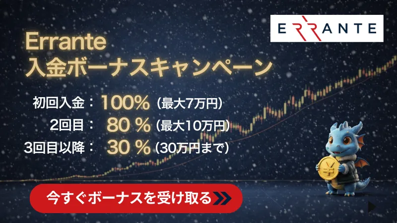 Erranteの入金ボーナスのまとめイラスト