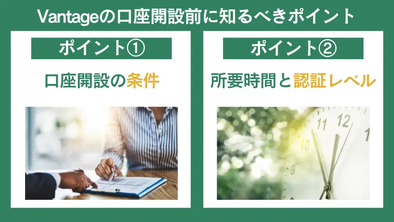 Vantageの口座開設前に知るべきポイントをまとめた画像