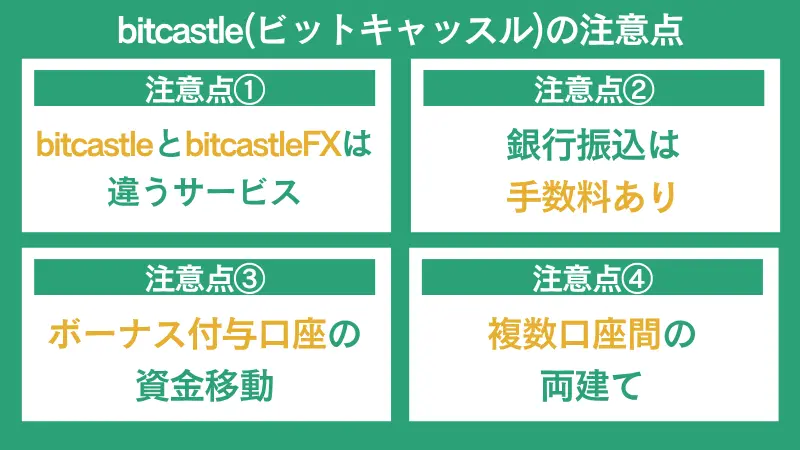 bitcastleFX(ビットキャッスルFX)の注意点
